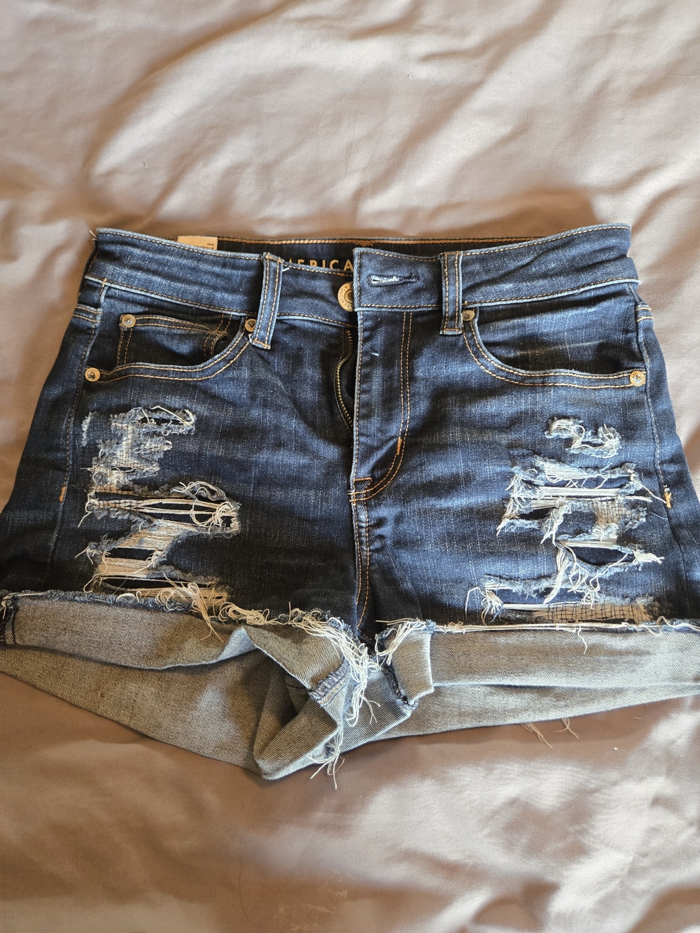 American Eagle Outfitters dark blue denim shorts